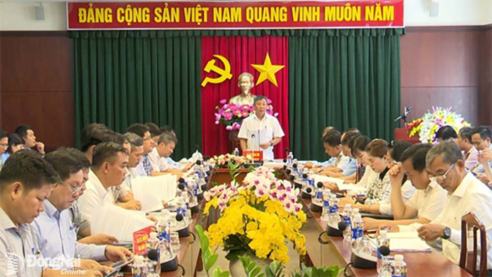 Phó bí thư thường trực Tỉnh ủy Hồ Thanh Sơn phát biểu tại buổi làm việc