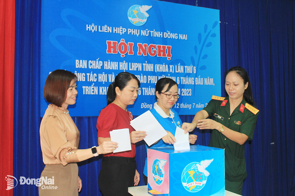 Các ủy viên Ban chấp hành Hội LHPN tỉnh bỏ phiếu tín nhiệm các chức danh Chủ tịch, Phó chủ tịch Hội LHPN tỉnh nhiệm kỳ 2021-2026